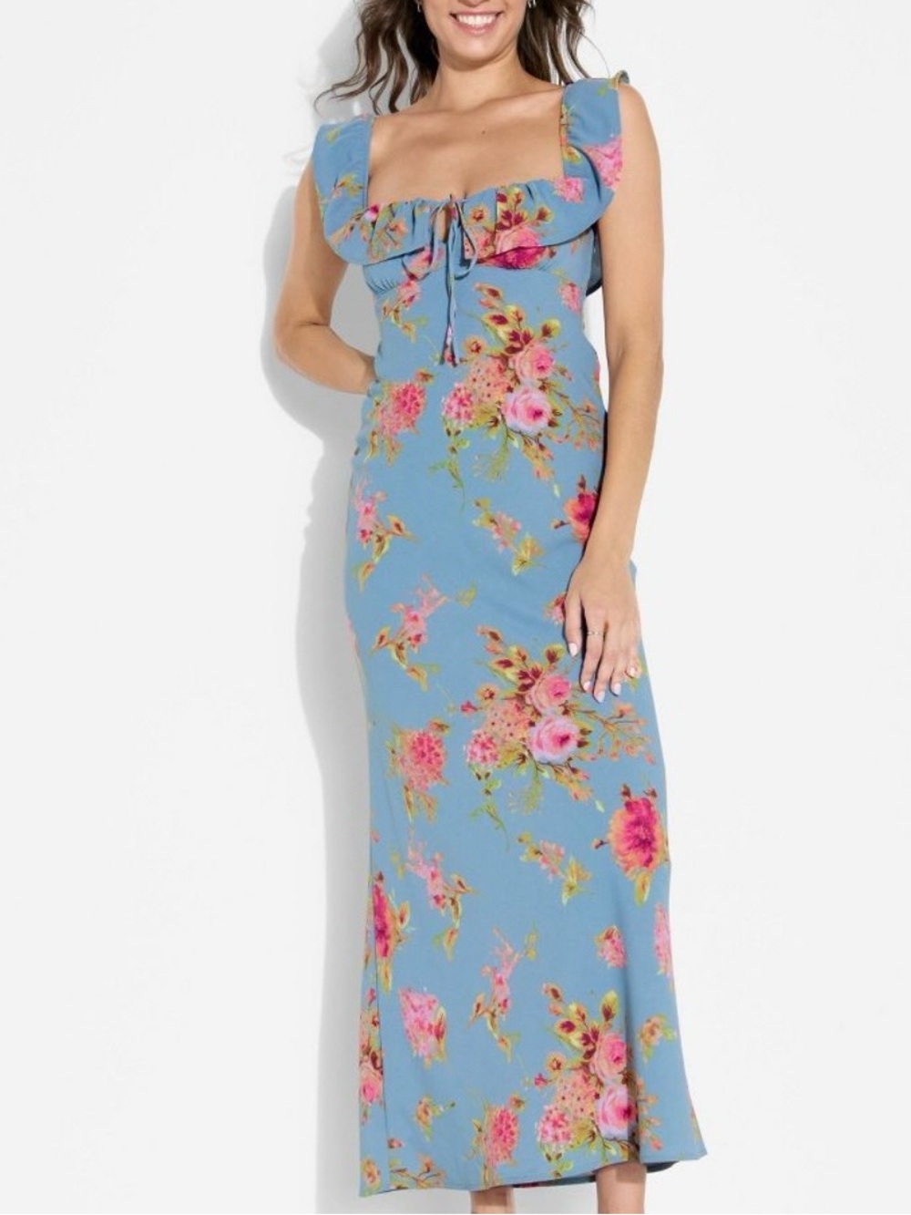 Wild Fable Blue Floral Off-the-Shoulder Maxi Dress, Women's Size XS